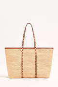 Rockstud Shopping Bag In Raffia