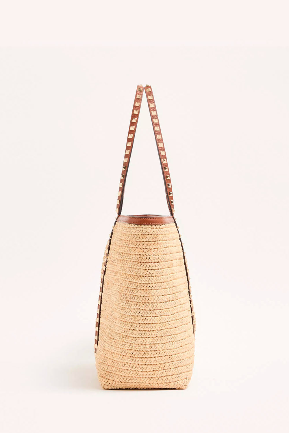 Rockstud Shopping Bag In Raffia