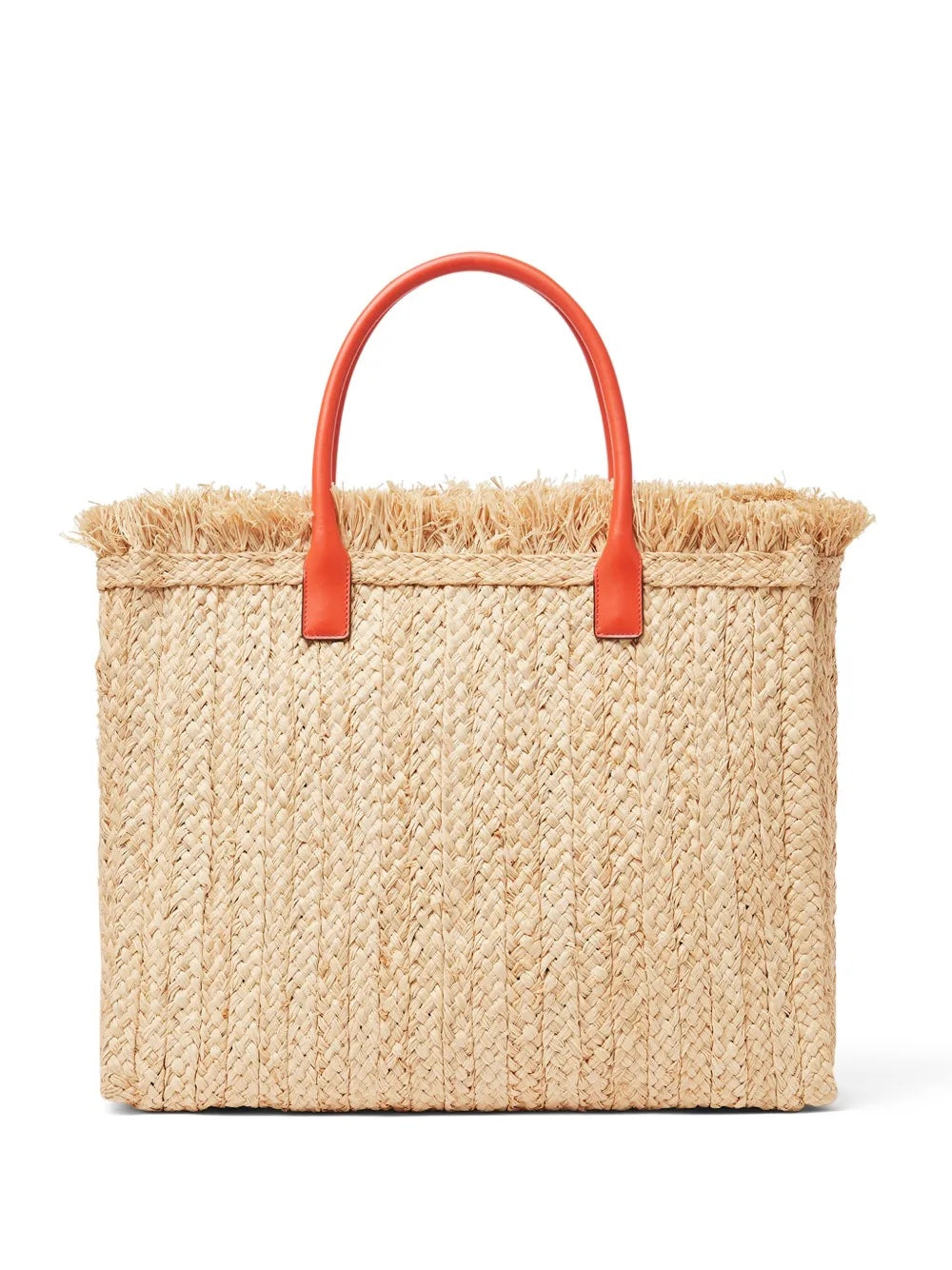 VERSACE APPLIQUED EMBELLISHED LEATHER TRIM RAFFIA TOTE BAG