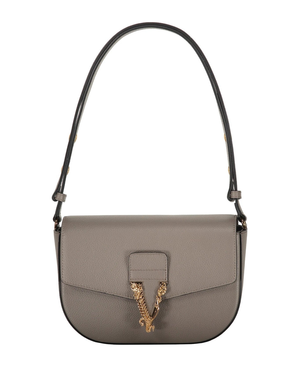 VERSACE VIRTUS GRAINED CALFSKIN LEATHER HANDBAG