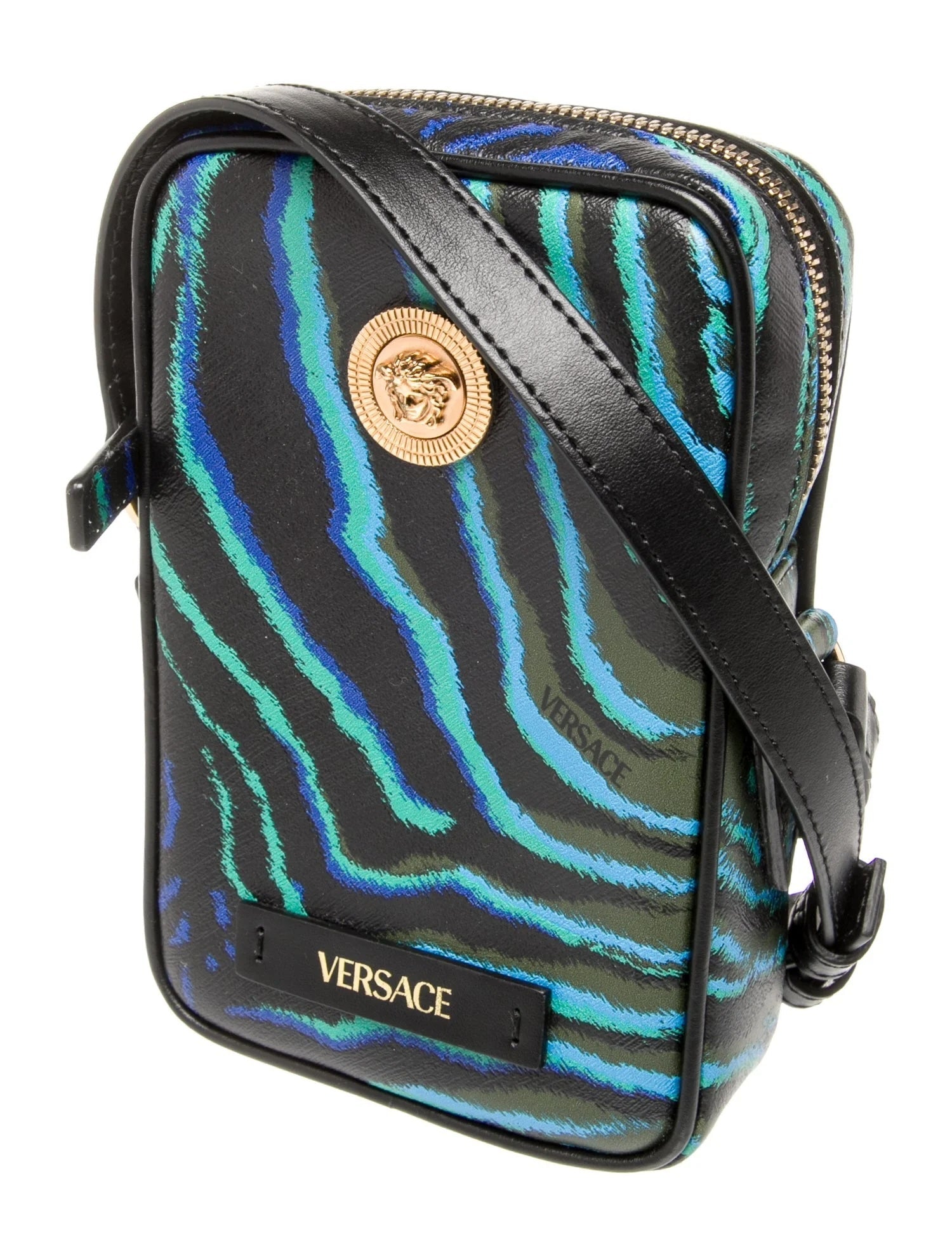 VERSACE MEDUSA ZEBRA PRINT CALF LEATHER BAG