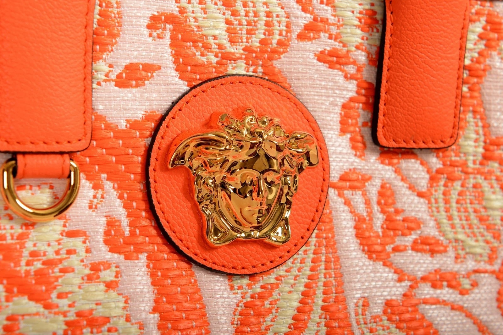 VERSACE BAROCCO RAFIA LEATHER MEDUSA TOTE