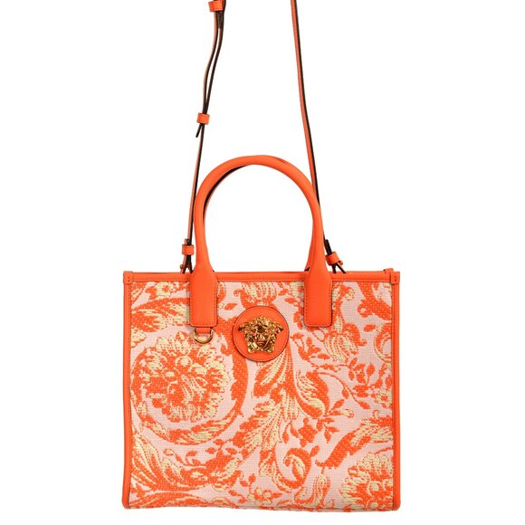 VERSACE BAROCCO RAFIA LEATHER MEDUSA TOTE
