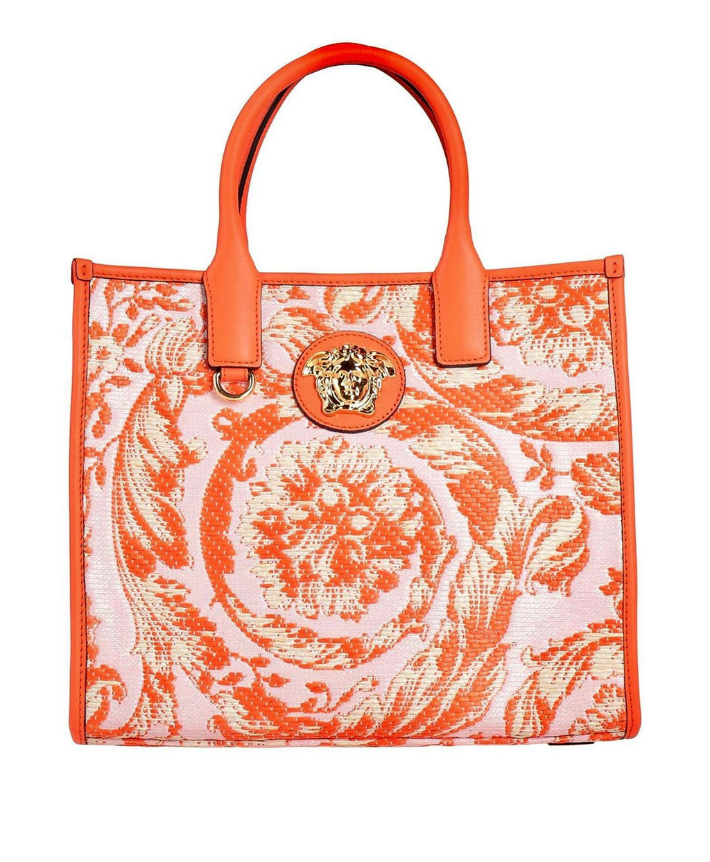 VERSACE BAROCCO RAFIA LEATHER MEDUSA TOTE