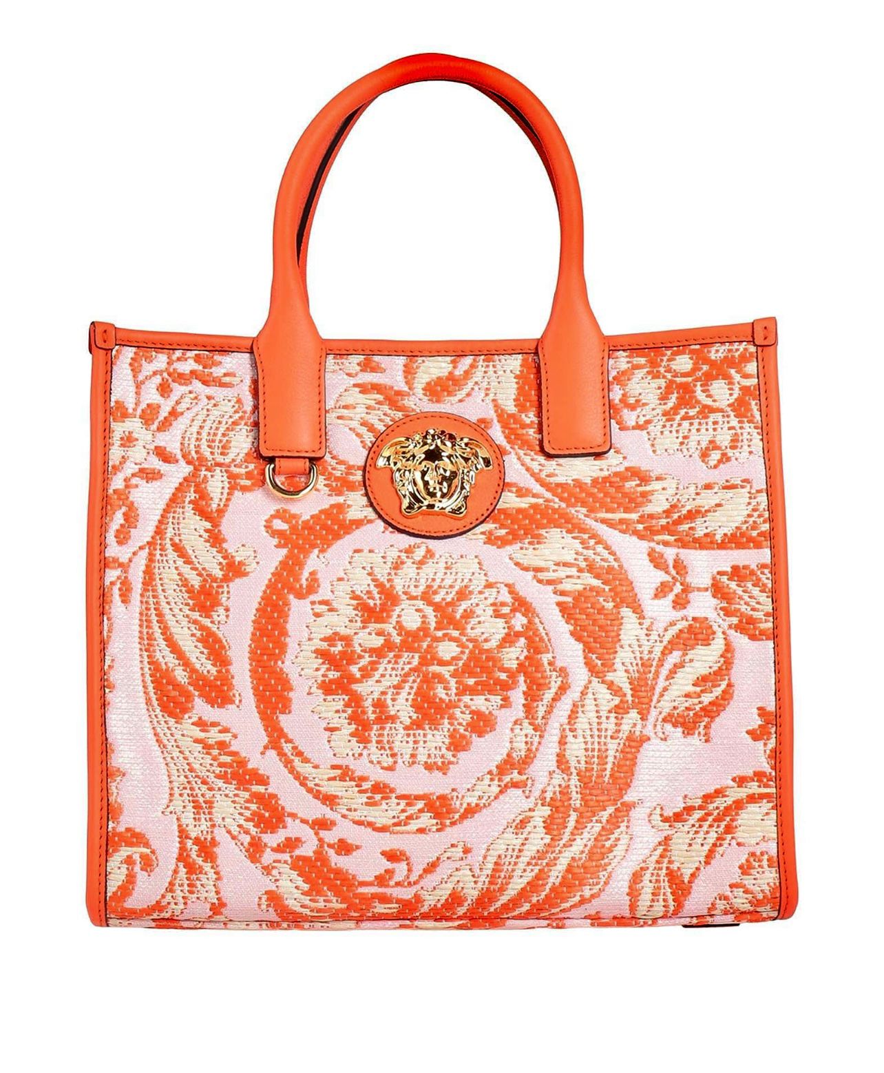 VERSACE BAROCCO RAFIA LEATHER MEDUSA TOTE