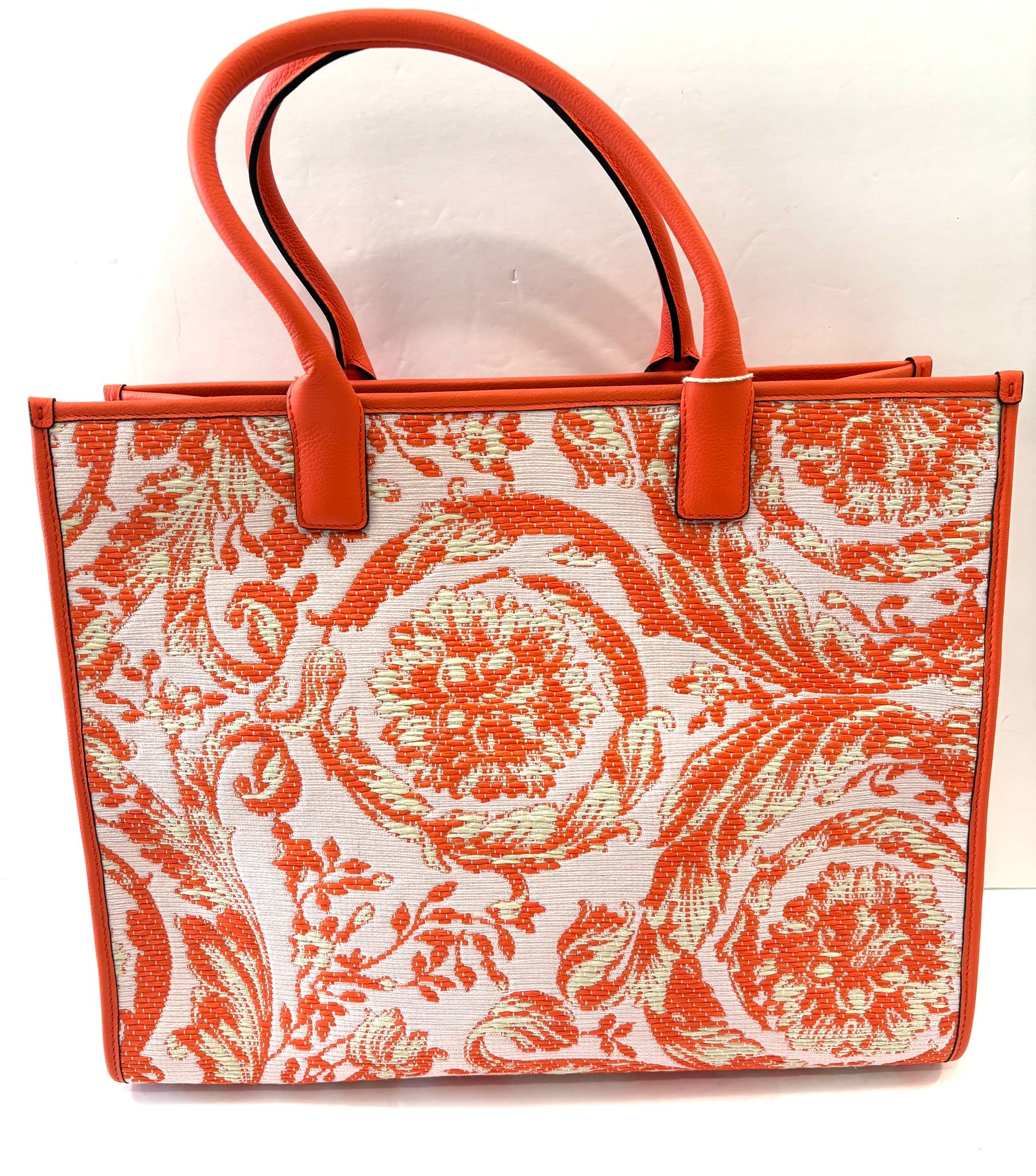 VERSACE BAROCCO RAFIA & LEATHER GOLD MEDUSA LARGE TOTE