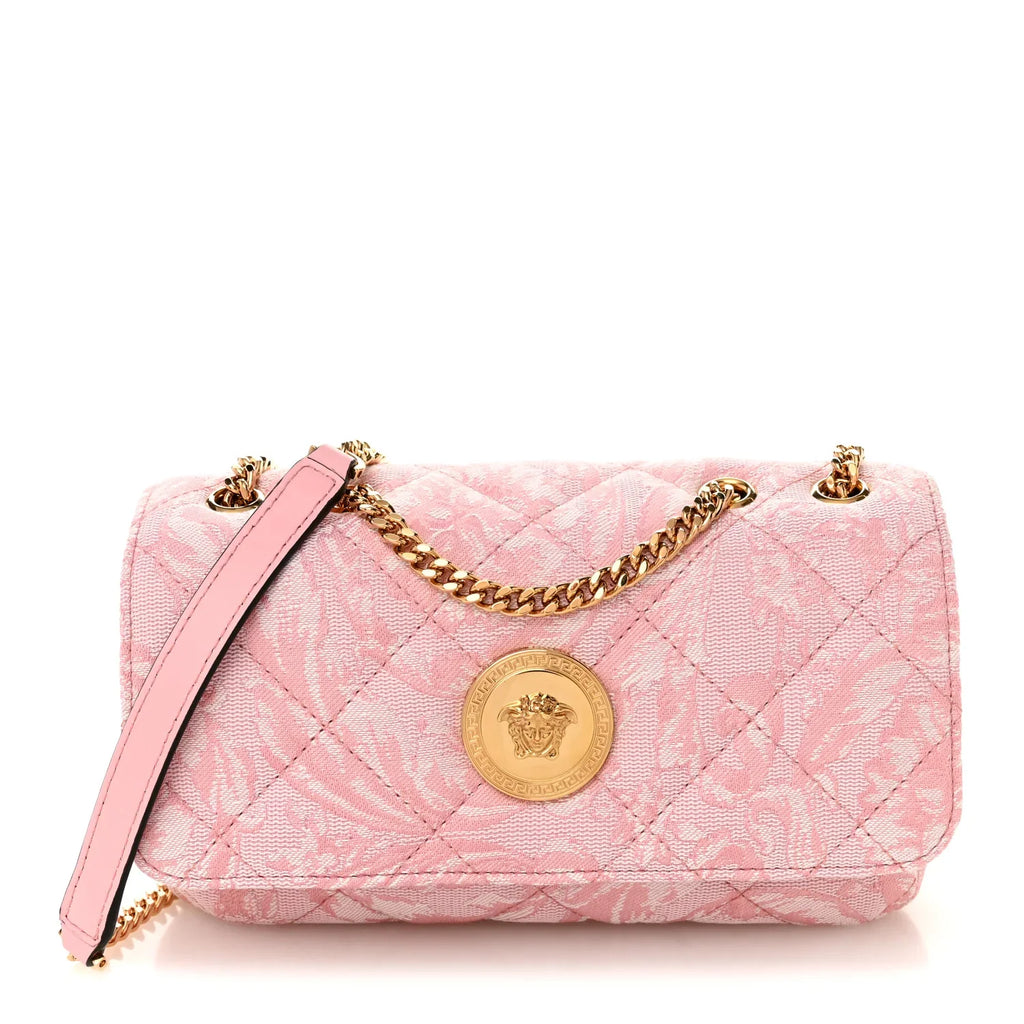 VERSACE BAROQUE JACQUARD QUILTED SMALL MEDUSA SHOULDER BAG