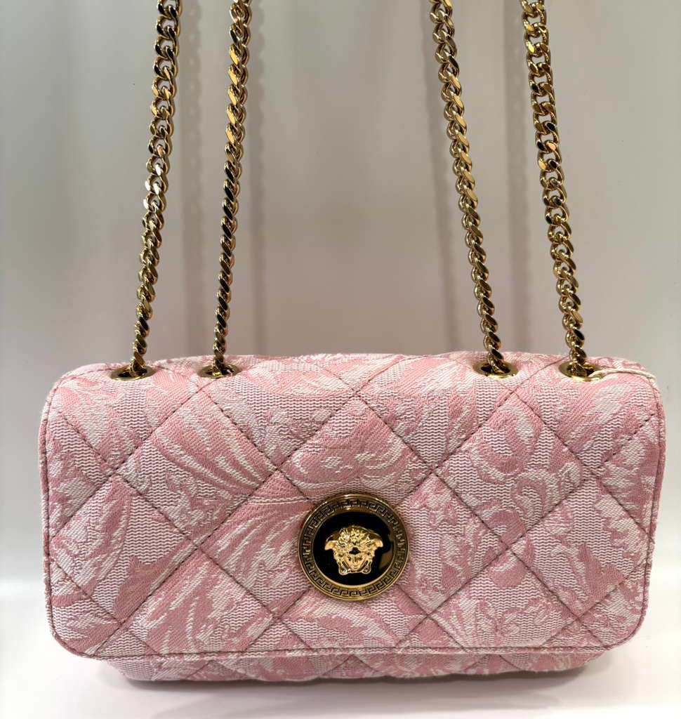 VERSACE BAROQUE JACQUARD QUILTED SMALL MEDUSA SHOULDER BAG