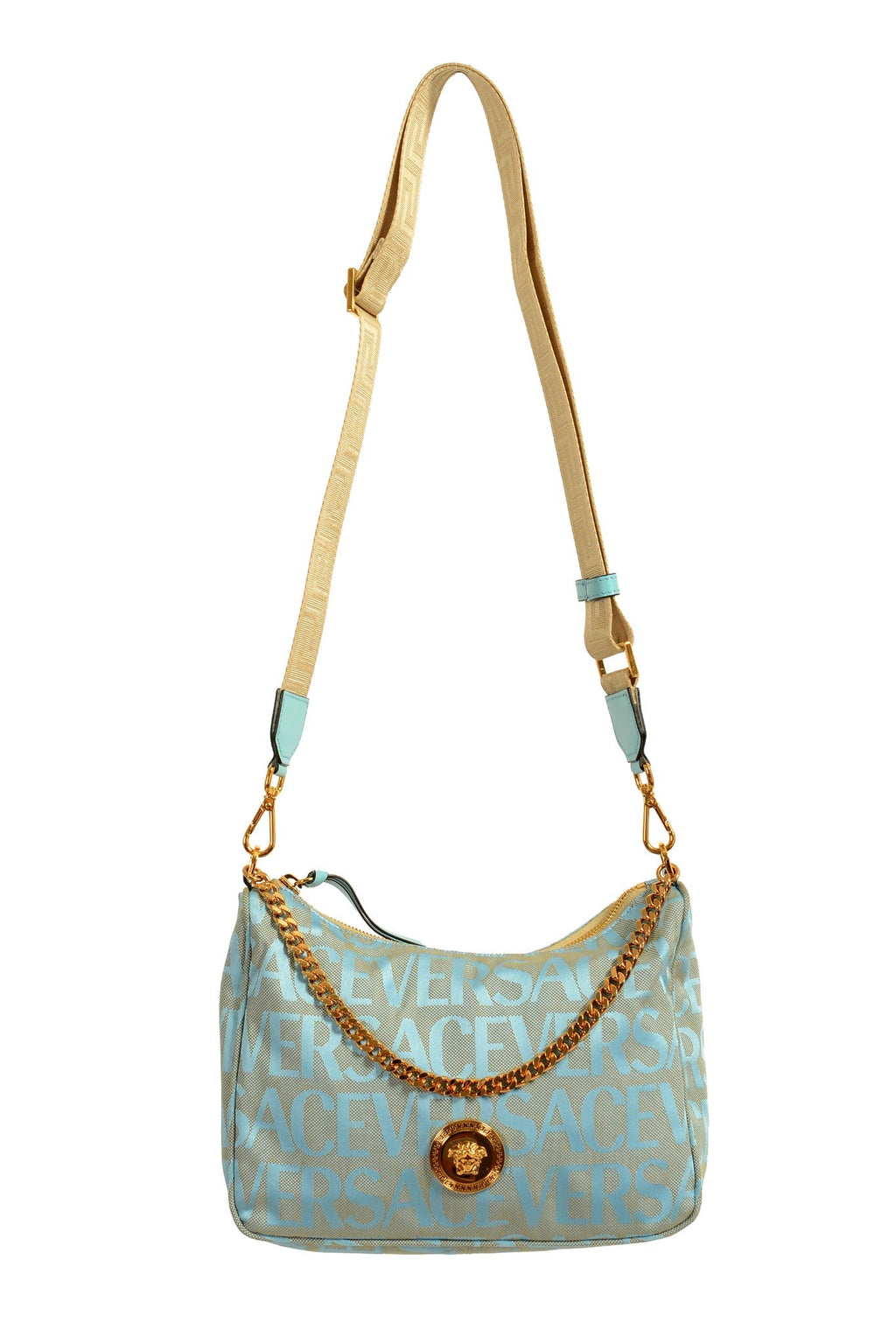VERSACE LOGO PRINT MEDUSA MEDIUM SHOULDER BAG