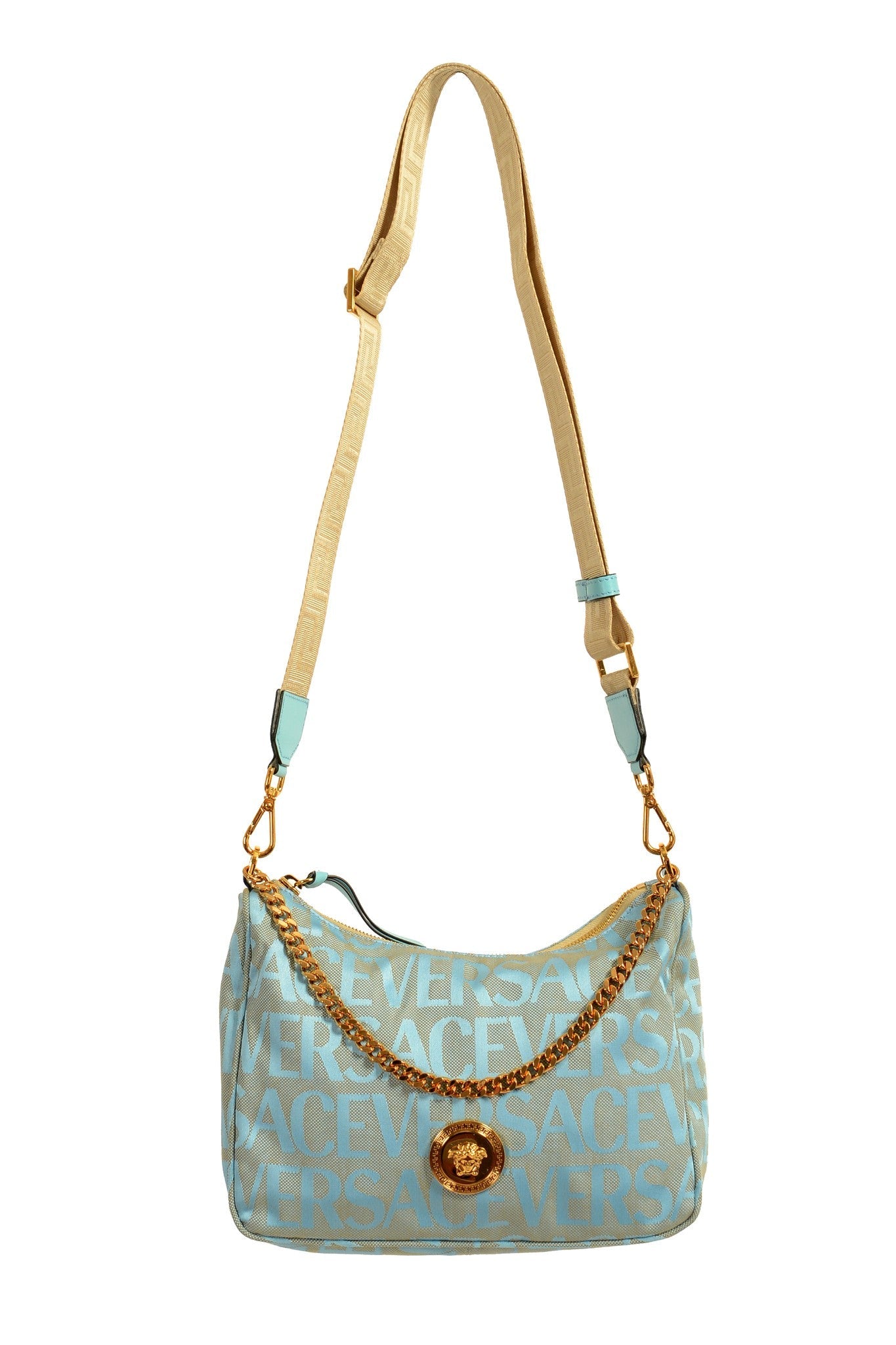 VERSACE LOGO PRINT MEDUSA MEDIUM SHOULDER BAG
