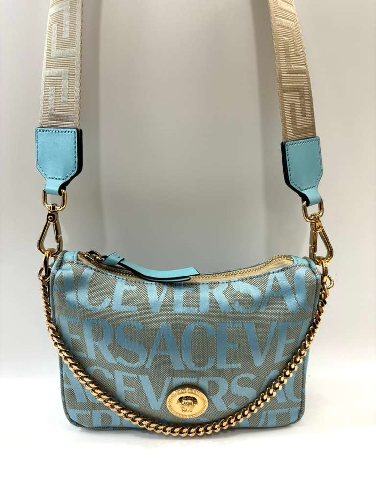 VERSACE LOGO PRINT MEDUSA MEDIUM SHOULDER BAG
