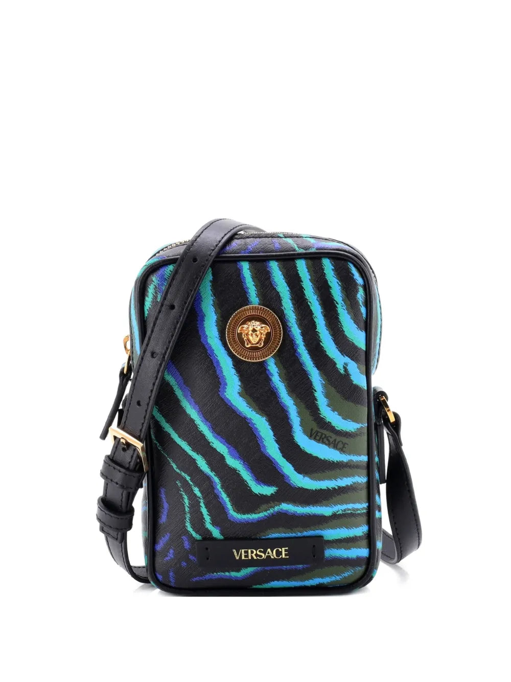 VERSACE MEDUSA ZEBRA PRINT CALF LEATHER BAG