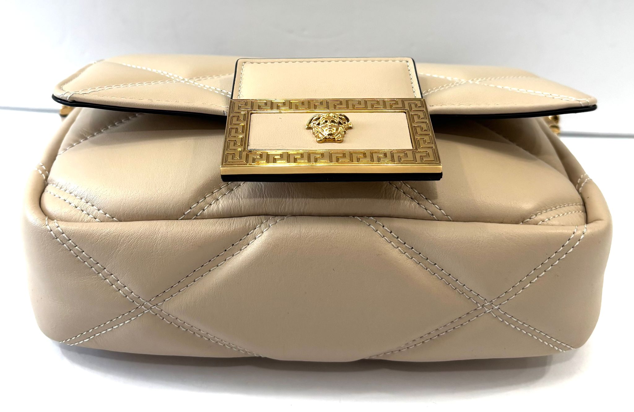 VERSACE QUILTED CALFSKIN LEATHER LA MEDUSA SHOULDER BAG
