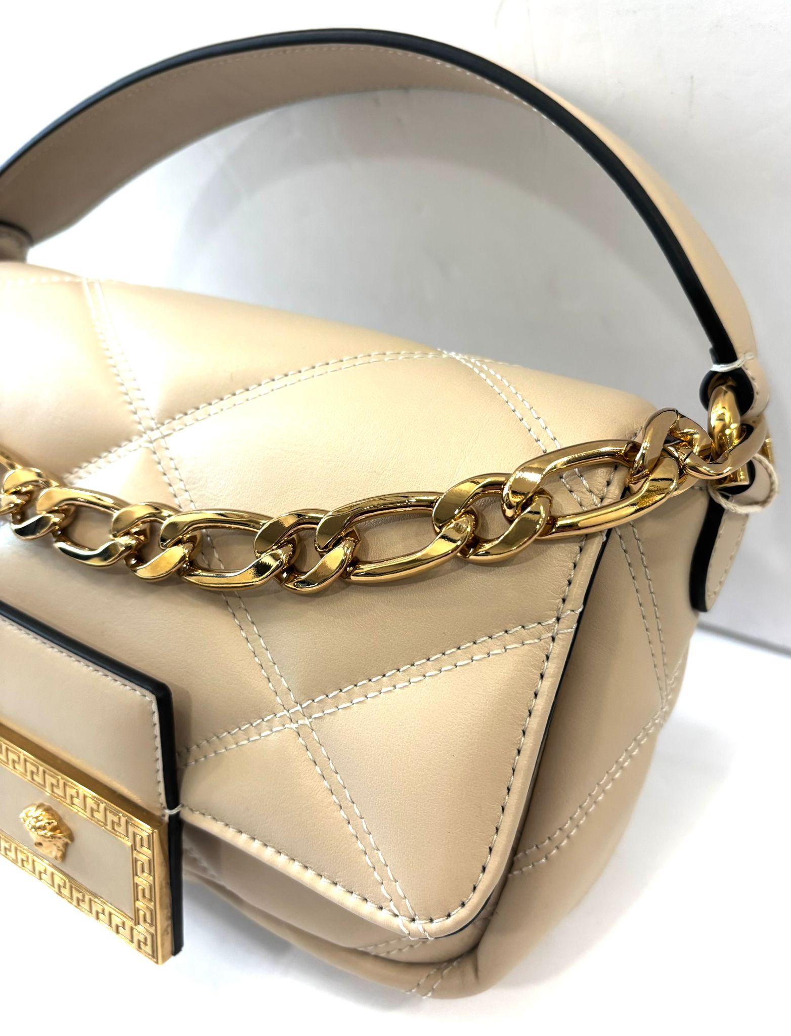VERSACE QUILTED CALFSKIN LEATHER LA MEDUSA SHOULDER BAG