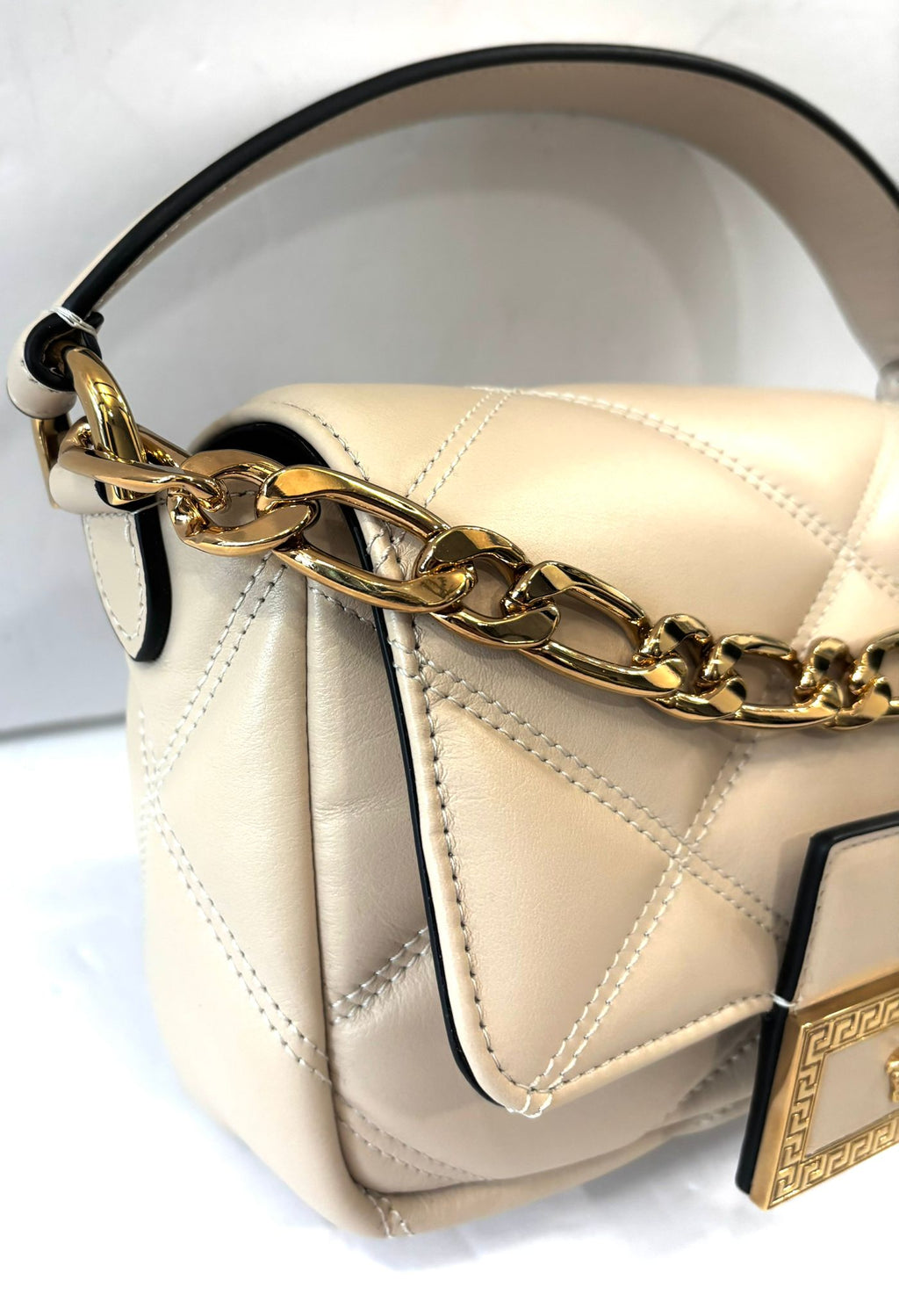 VERSACE QUILTED CALFSKIN LEATHER LA MEDUSA SHOULDER BAG