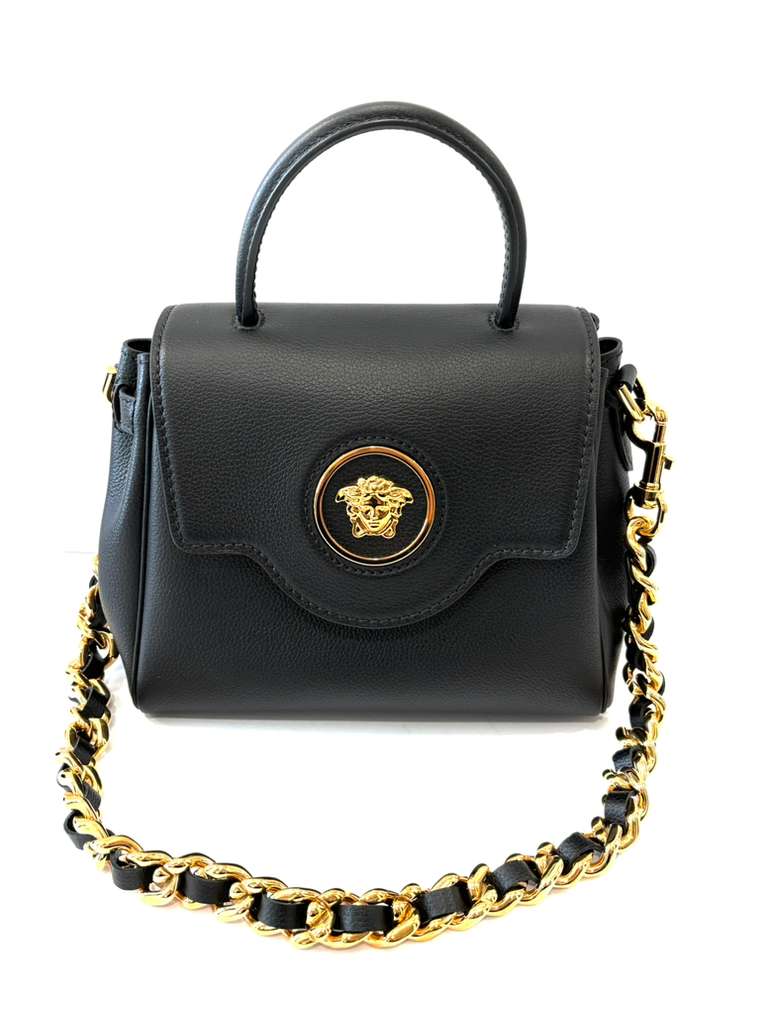 VERSACE LA MEDUSA TOP HANDLE CALFSKIN LEATHER BAG