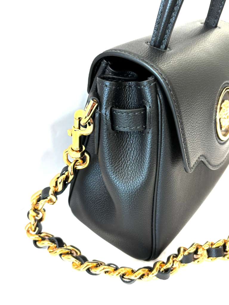 VERSACE LA MEDUSA TOP HANDLE CALFSKIN LEATHER BAG