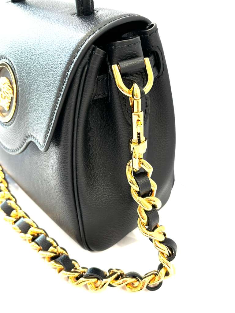 VERSACE LA MEDUSA TOP HANDLE CALFSKIN LEATHER BAG