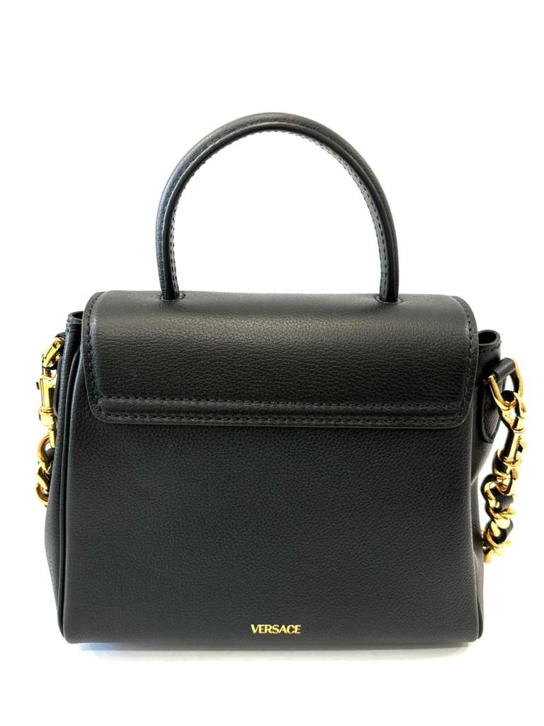 VERSACE LA MEDUSA TOP HANDLE CALFSKIN LEATHER BAG