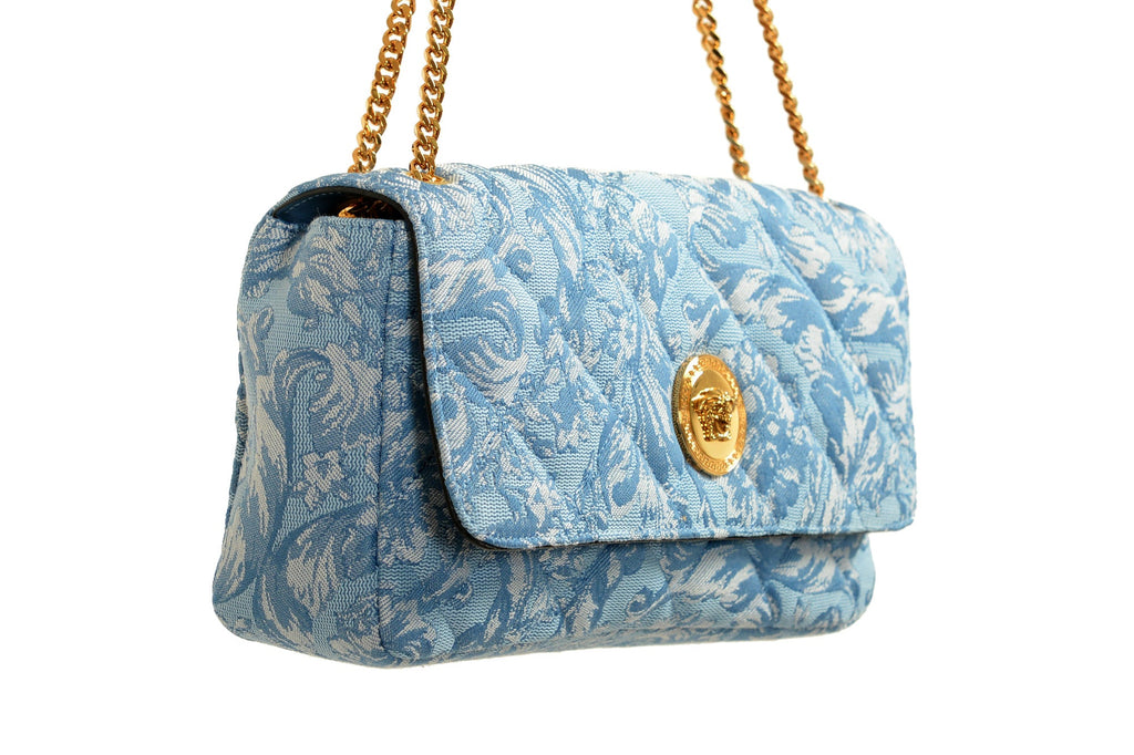 VERSACE QUILTED JACQUARD LA MEDUSA SHOULDER BAG