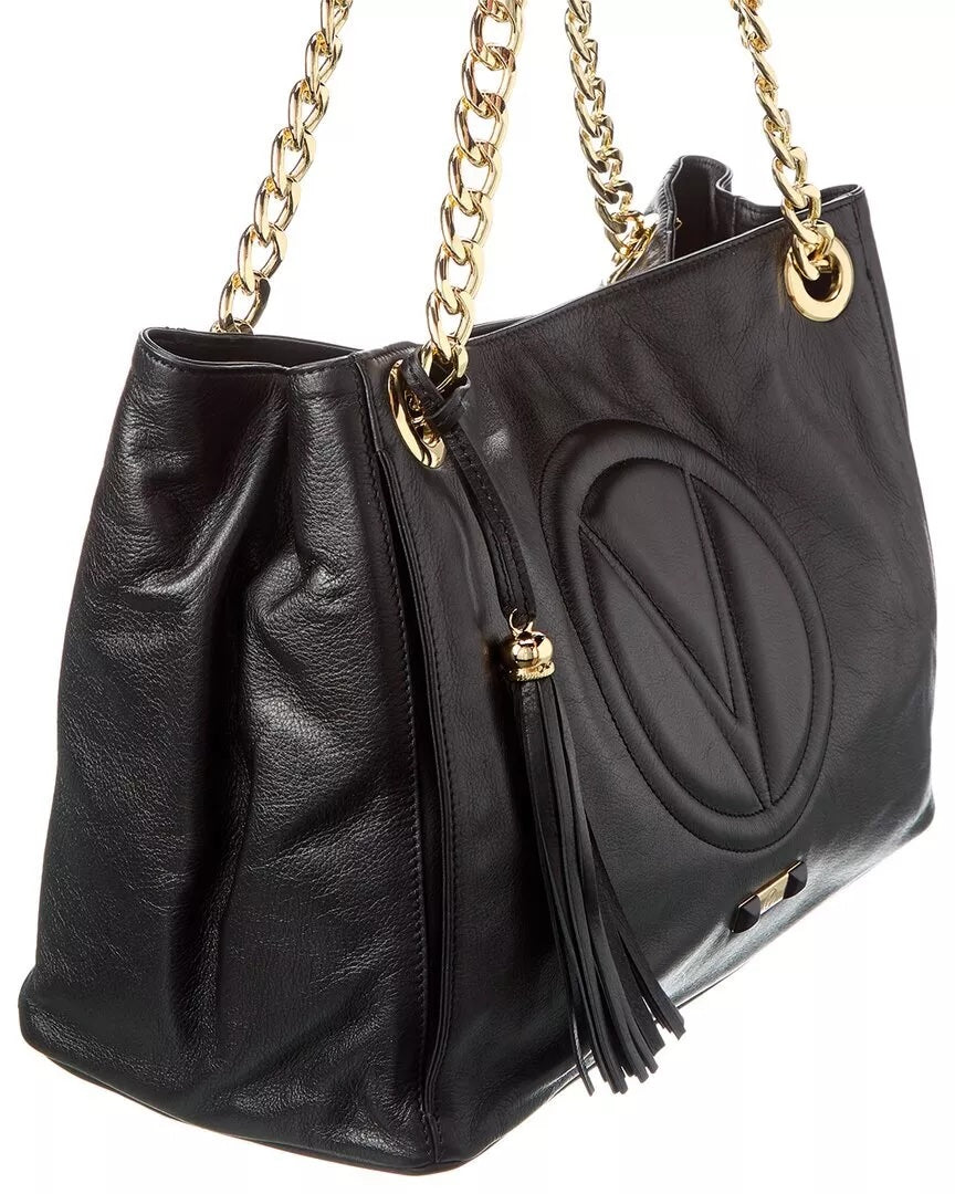 VALENTINO VERRA SIGNATURE LEATHER SHOULDER TOTE BAG