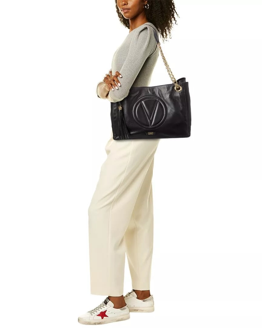 VALENTINO VERRA SIGNATURE LEATHER SHOULDER TOTE BAG