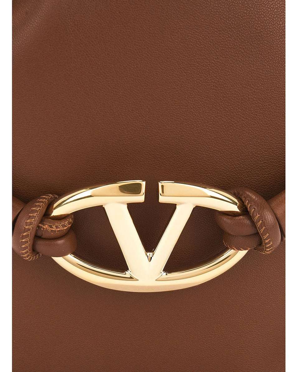 VALENTINO GARAVANI V LOGO CALFSKIN LEATHER DRAWSTRING BAG
