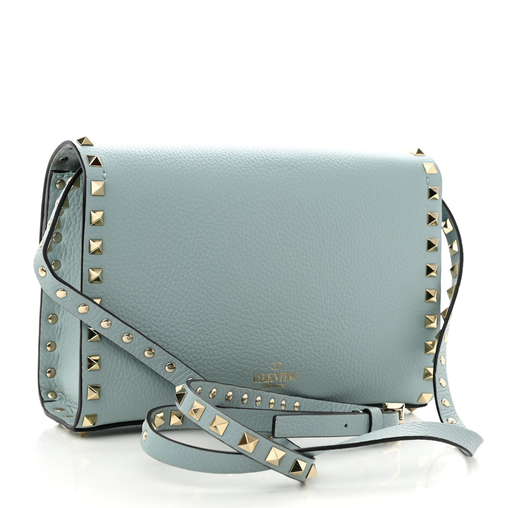 VALENTINO ROCKSTUD FLIP LOCK PEBBLED CALFSKIN MEDIUM CROSSBODY