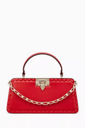 VALENTINO GARAVANI ROCKSTUD CALFSKIN LEATHER TOP HANDLE BAG