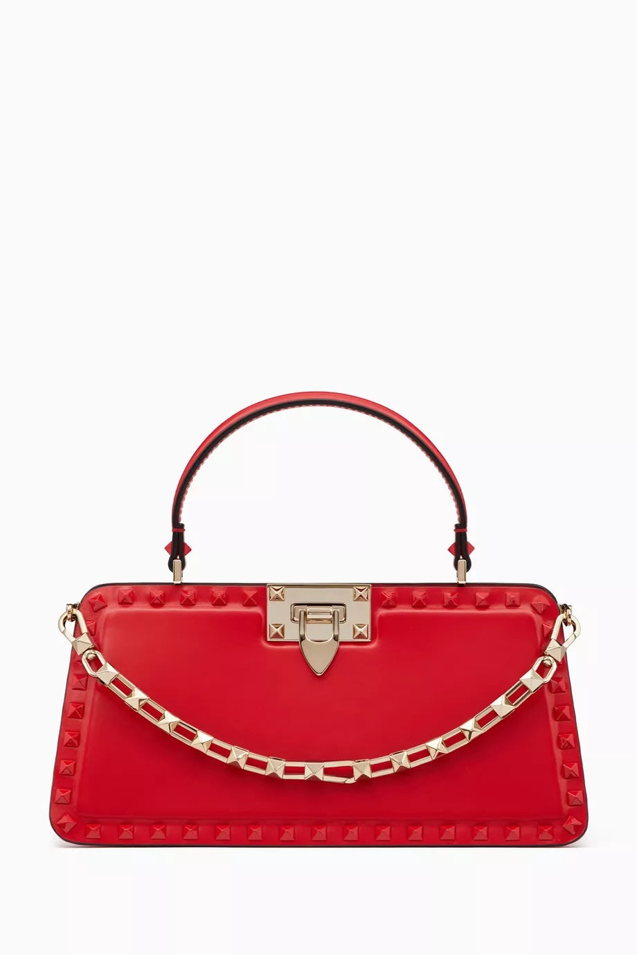 VALENTINO GARAVANI ROCKSTUD CALFSKIN LEATHER TOP HANDLE BAG