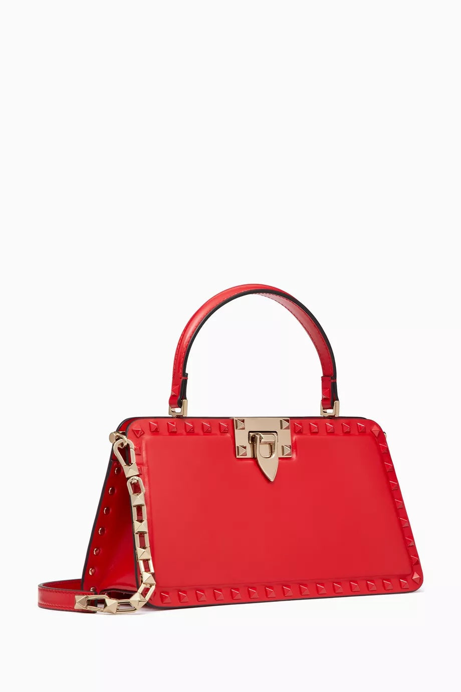 VALENTINO GARAVANI ROCKSTUD CALFSKIN LEATHER TOP HANDLE BAG