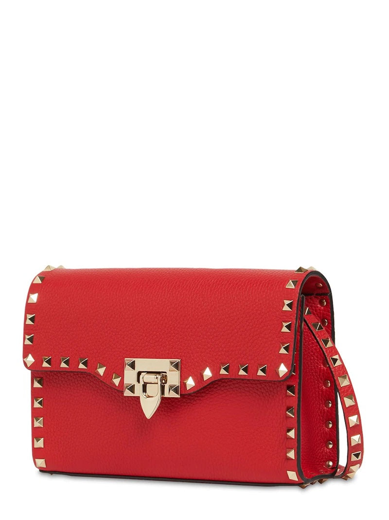 VALENTINO GARAVANI SMALL ROCKSTUD GRAINY CALFSKIN CROSSBODY BAG