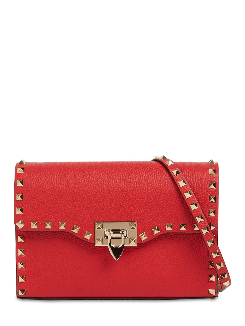VALENTINO GARAVANI SMALL ROCKSTUD GRAINY CALFSKIN CROSSBODY BAG