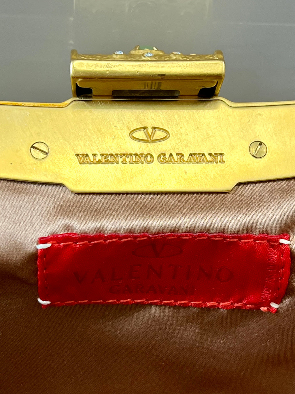 VALENTINO LEATHER FLORAL EMBROIDERED BAGUETTE BAG