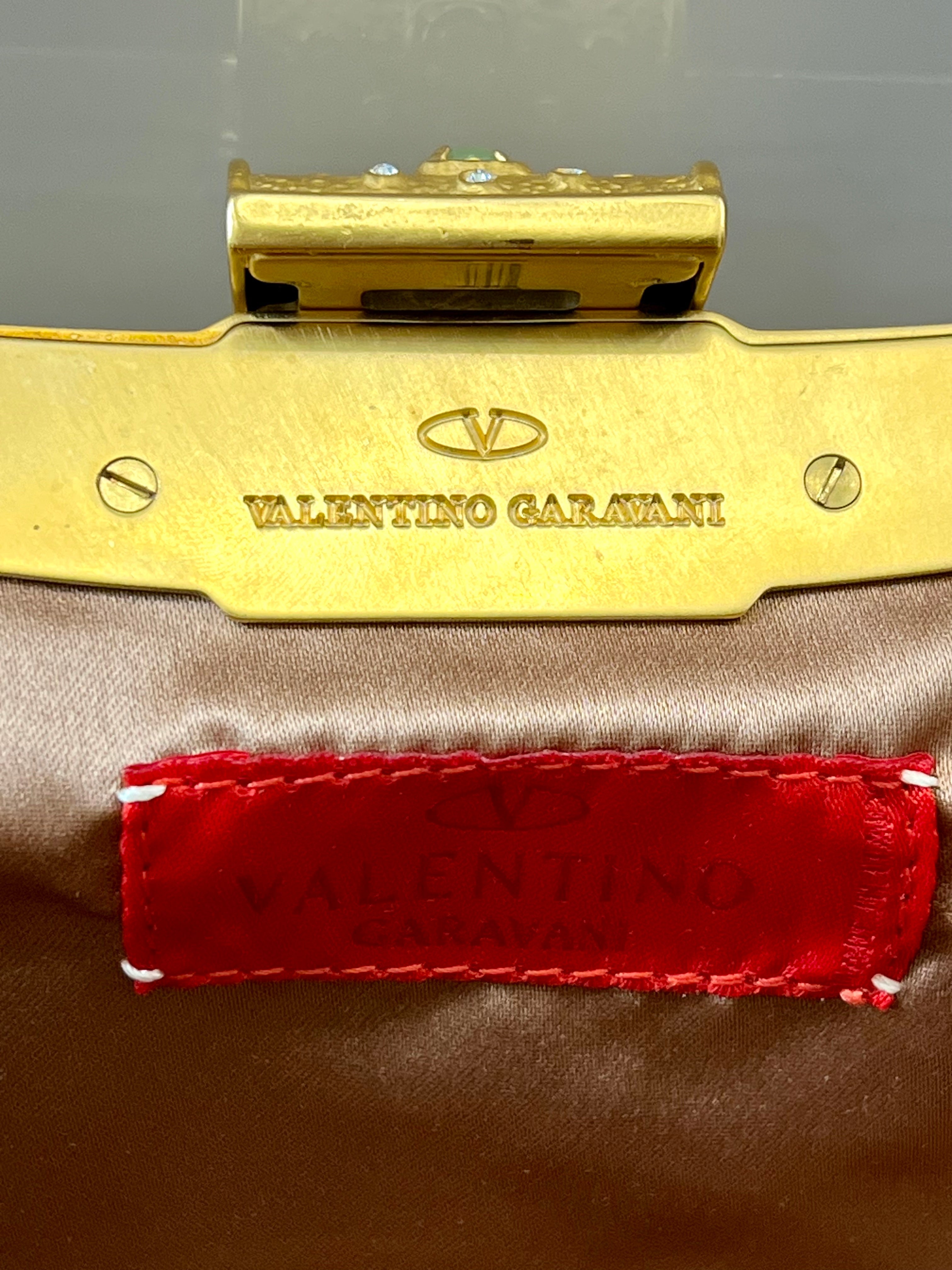 VALENTINO LEATHER FLORAL EMBROIDERED BAGUETTE BAG