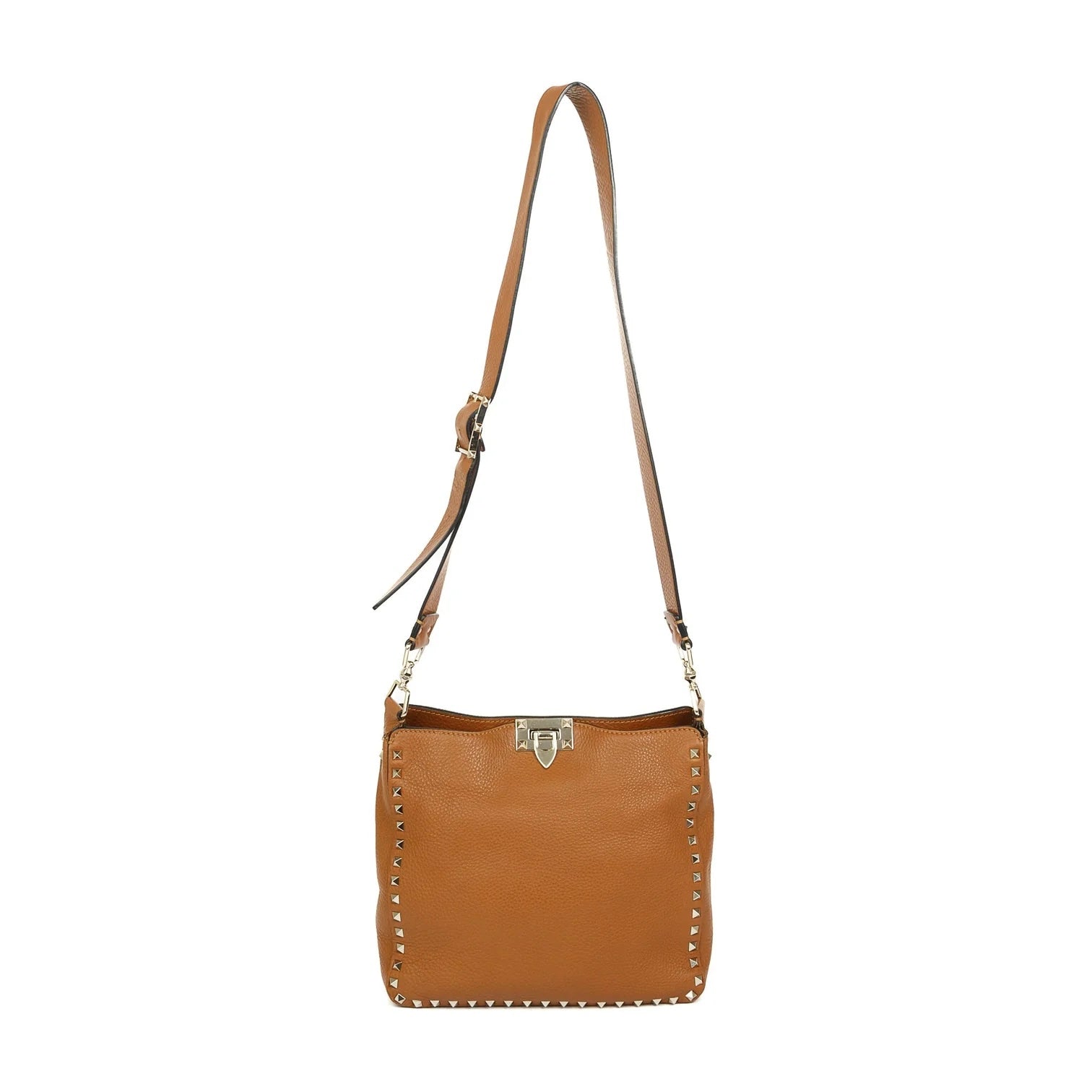 VALENTINO ROCKSTUD PEBBLED CALFSKIN LEATHER CROSSBODY BAG