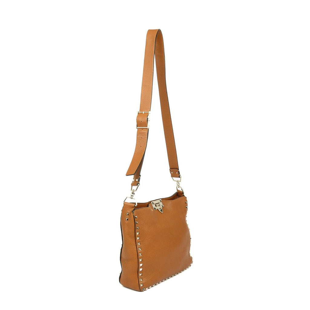 VALENTINO ROCKSTUD PEBBLED CALFSKIN LEATHER CROSSBODY BAG