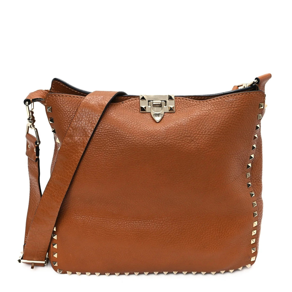 VALENTINO ROCKSTUD PEBBLED CALFSKIN LEATHER CROSSBODY BAG