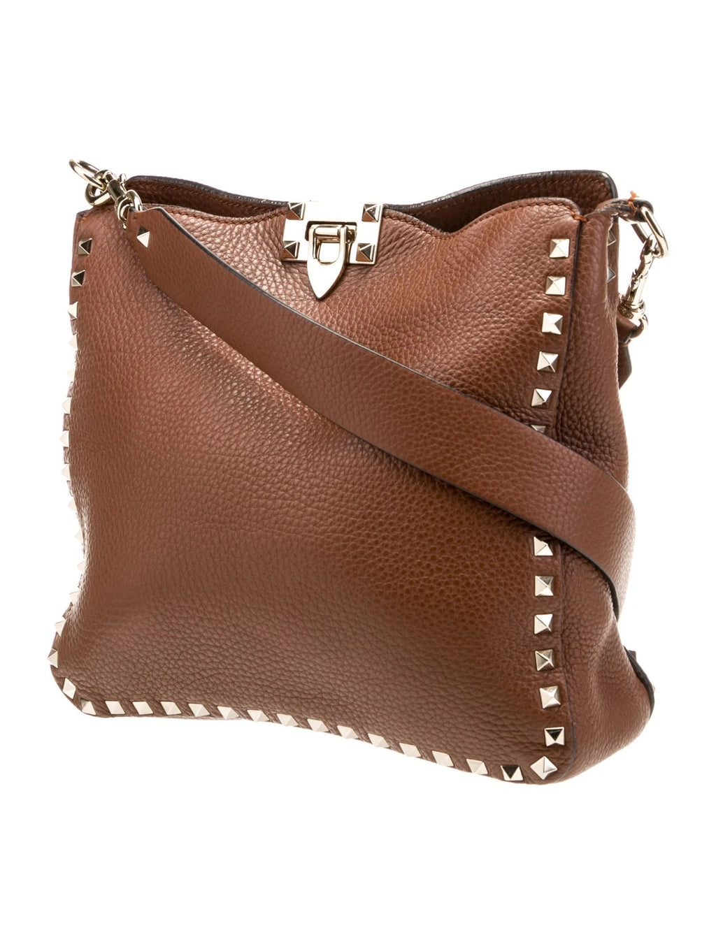 VALENTINO ROCKSTUD PEBBLED CALFSKIN LEATHER CROSSBODY BAG