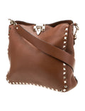 VALENTINO ROCKSTUD PEBBLED CALFSKIN LEATHER CROSSBODY BAG