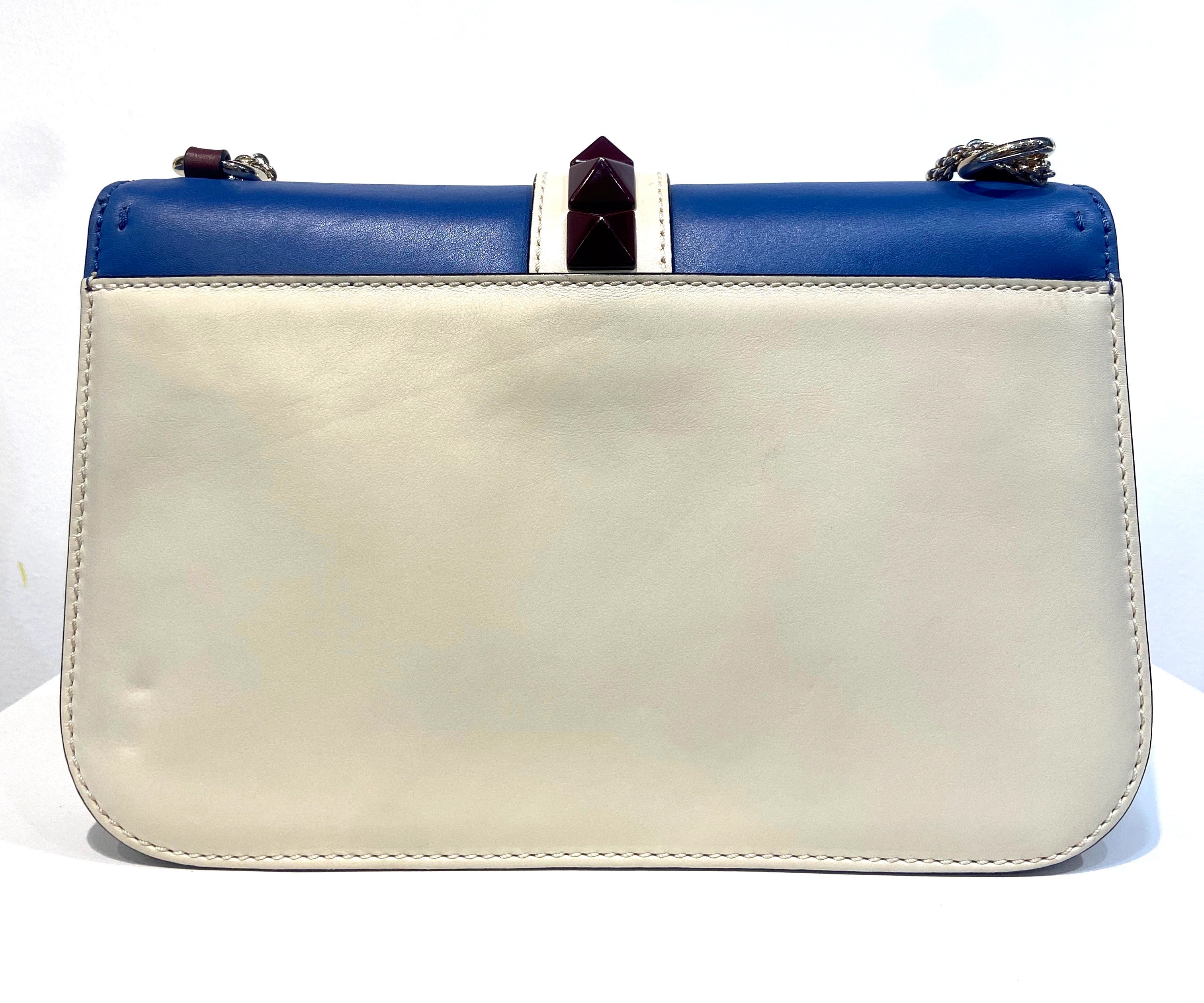 VALENTINO TRI-COLOR ROCKSTUD MEDIUM GLAM LOCK CALFSKIN LEATHER CROSSBODY
