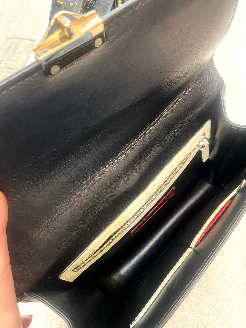 VALENTINO TRI-COLOR ROCKSTUD MEDIUM GLAM LOCK CALFSKIN LEATHER CROSSBODY
