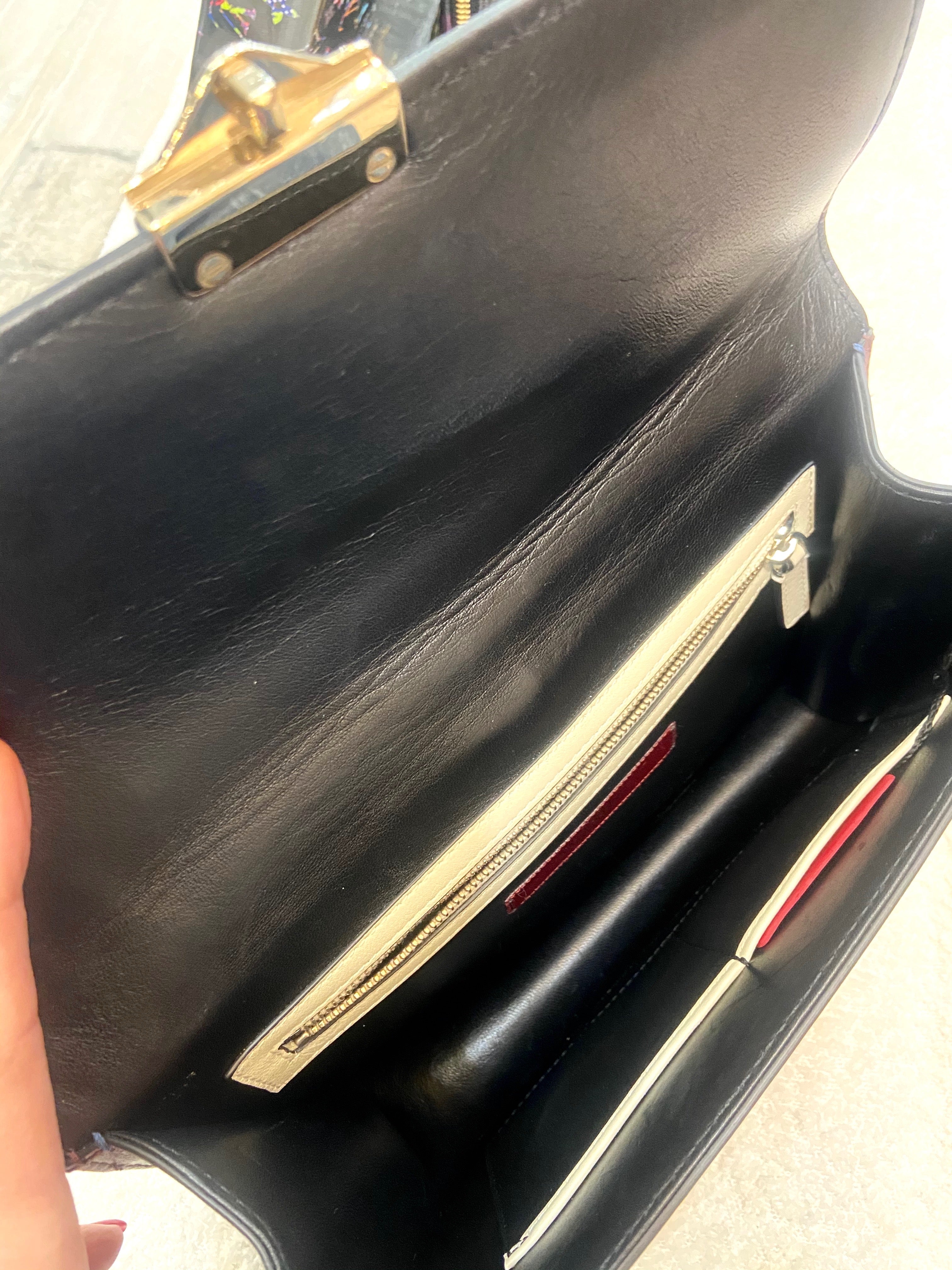 VALENTINO TRI-COLOR ROCKSTUD MEDIUM GLAM LOCK CALFSKIN LEATHER CROSSBODY