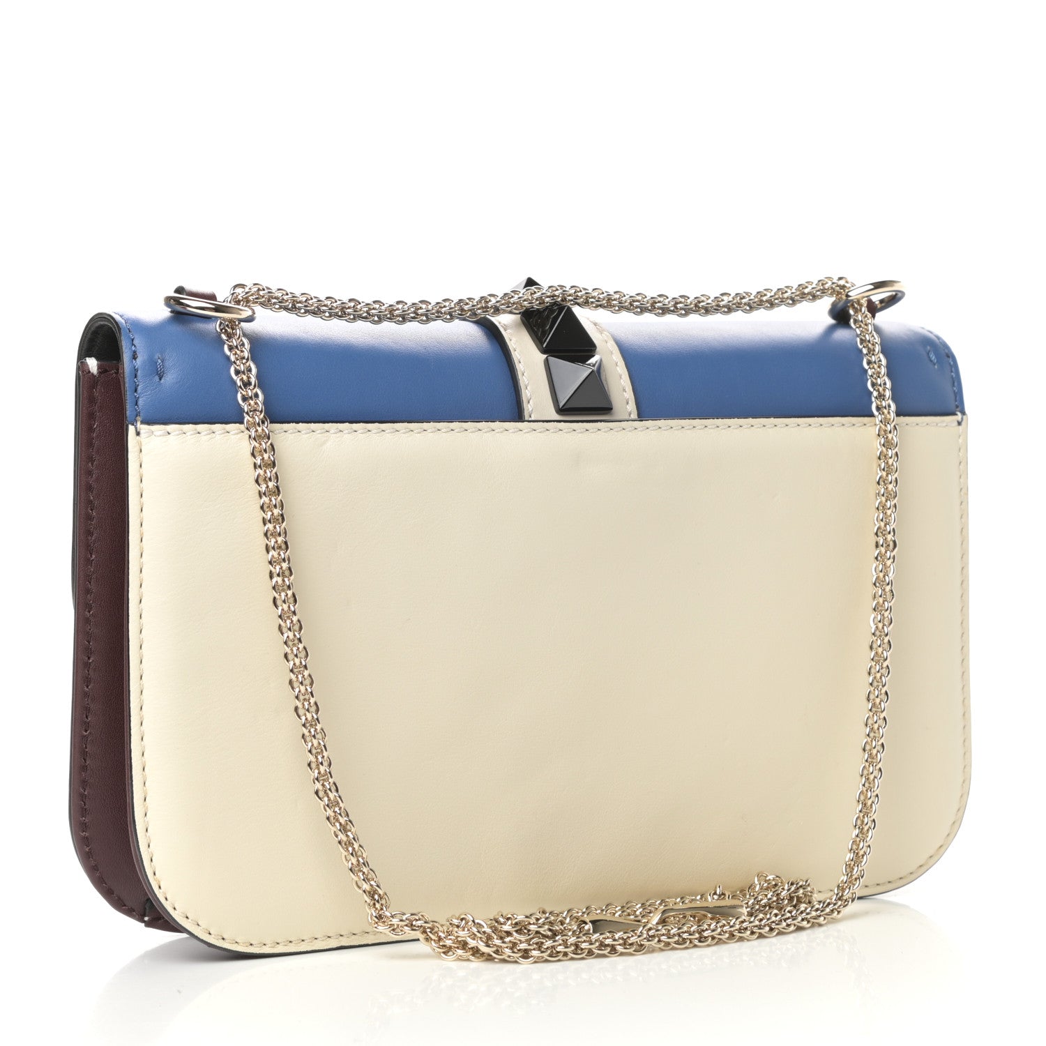 VALENTINO TRI-COLOR ROCKSTUD MEDIUM GLAM LOCK CALFSKIN LEATHER CROSSBODY