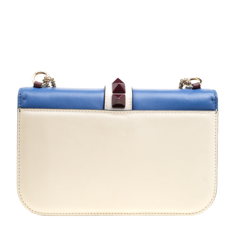 VALENTINO TRI-COLOR ROCKSTUD MEDIUM GLAM LOCK CALFSKIN LEATHER CROSSBODY