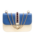 VALENTINO TRI-COLOR ROCKSTUD MEDIUM GLAM LOCK CALFSKIN LEATHER CROSSBODY