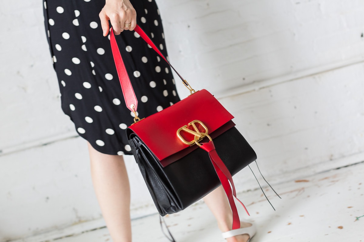 VALENTINO GARAVANI VRing Leather Medium Shoulder Bag