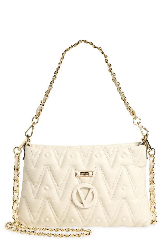 VALENTINO VANILLE D CHEVRON QUILTED LEATHER SHOULDER BAG