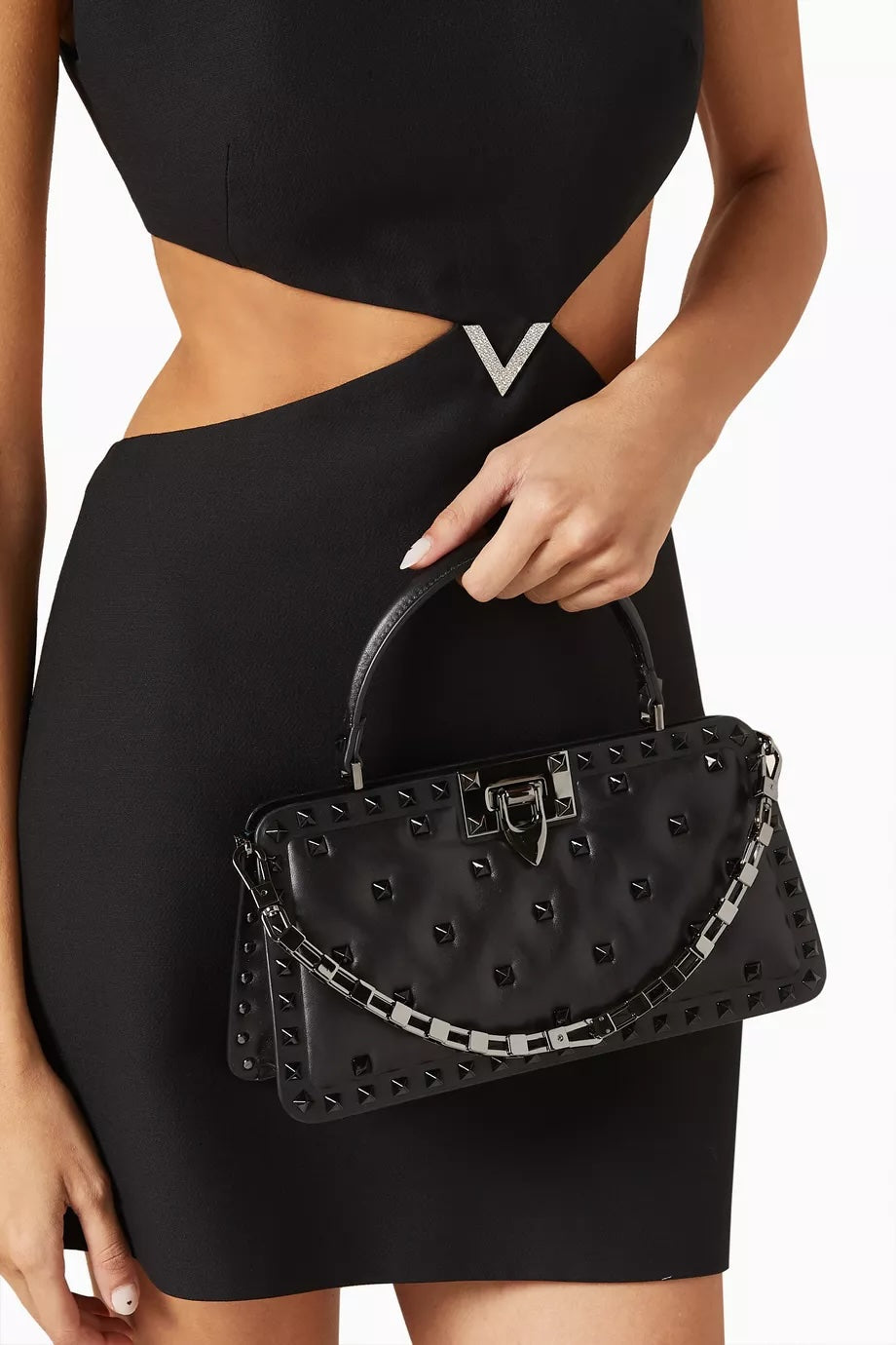 VALENTINO GARAVANI ROCKSTUD PADDED NAPPA LEATHER HANDBAG