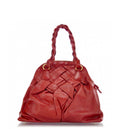 VALENTINO RED NAPPA WOVEN LEATHER COUTURE BAG